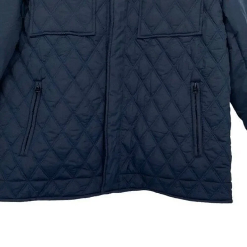 Joseph Abboud Navy Quilted Car Coat Jacket